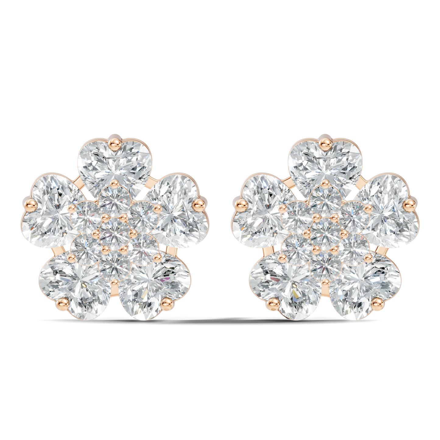 Heart & Round Cut Flower Shape Lab Grown Diamond Earring - HIGHCARAT DIAMONDS
