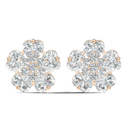 Heart & Round Cut Flower Shape Lab Grown Diamond Earring - HIGHCARAT DIAMONDS