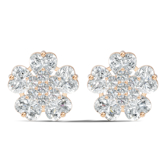 Heart & Round Cut Flower Shape Lab Grown Diamond Earring - HIGHCARAT DIAMONDS