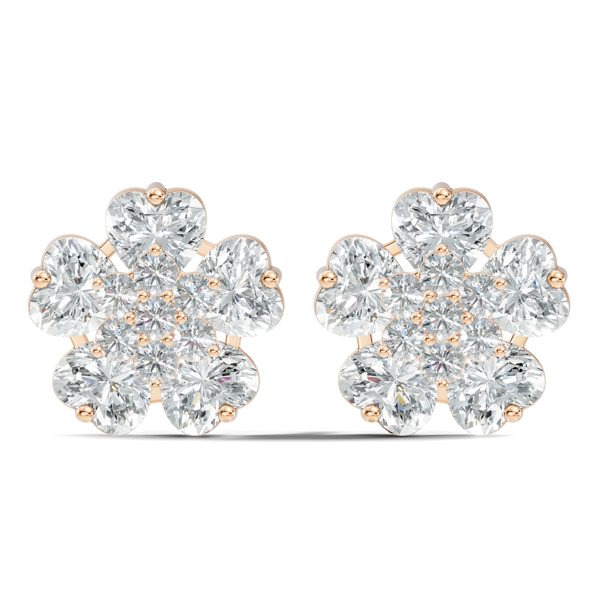 Heart & Round Cut Flower Shape Lab Grown Diamond Earring - HIGHCARAT DIAMONDS
