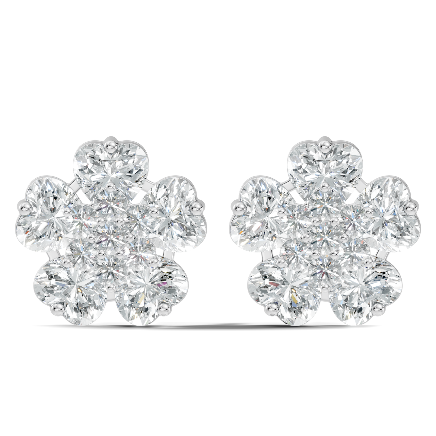 Heart & Round Cut Flower Shape Lab Grown Diamond Earring - HIGHCARAT DIAMONDS