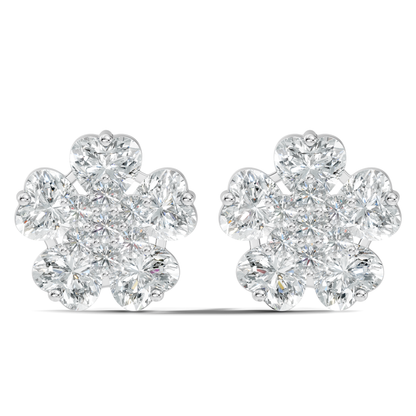 Heart & Round Cut Flower Shape Lab Grown Diamond Earring - HIGHCARAT DIAMONDS