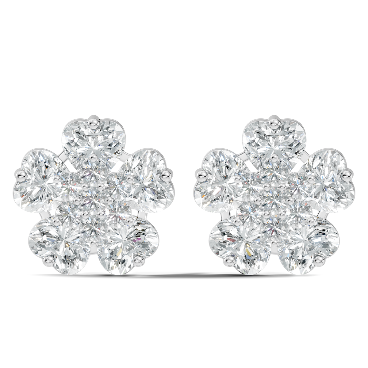 Heart & Round Cut Flower Shape Lab Grown Diamond Earring - HIGHCARAT DIAMONDS