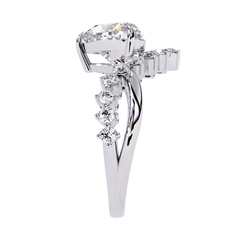 Heart & Round Cut Lab Grown Diamond Shank Ring - HIGHCARAT DIAMONDS