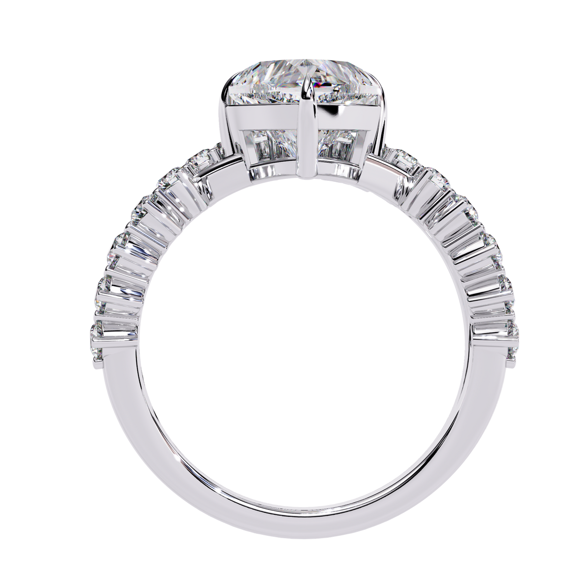 Heart & Round Cut Lab Grown Diamond Shank Ring - HIGHCARAT DIAMONDS