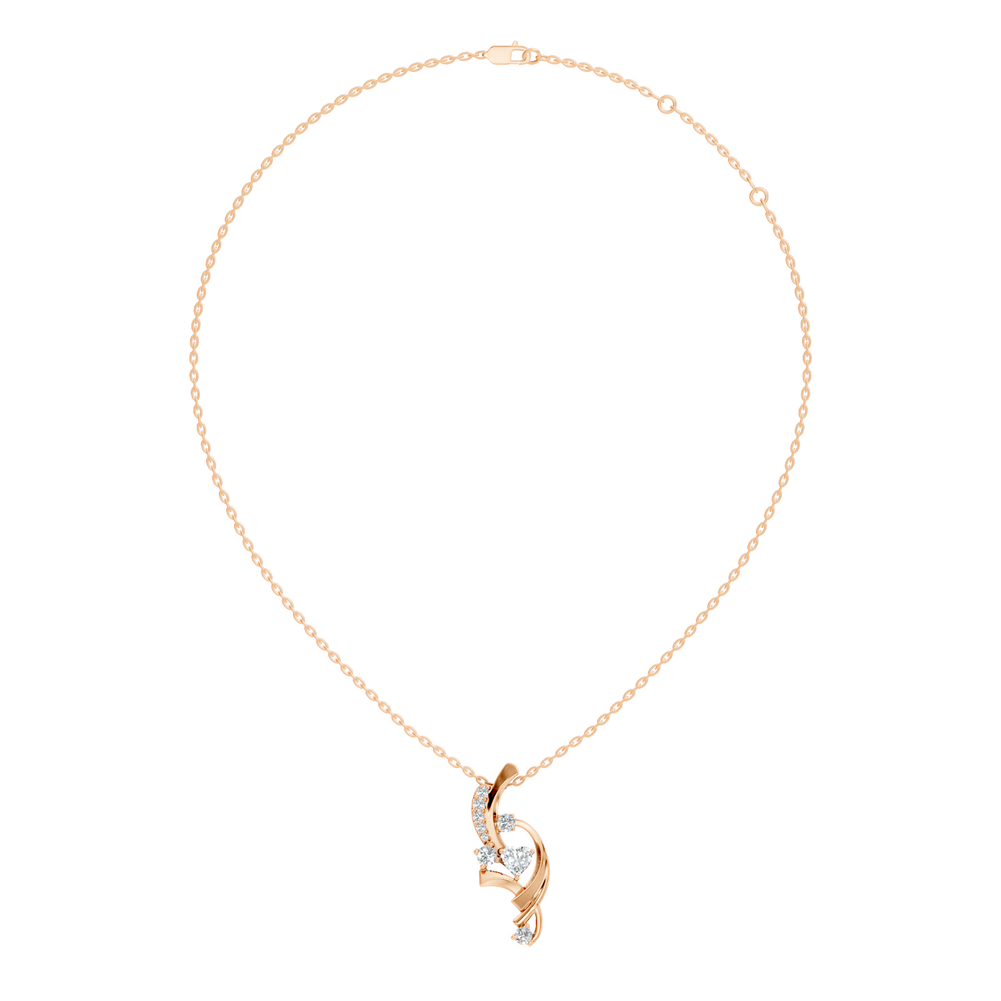 14K Solid Gold Heart Cut Diamond Pendant Round Handcrafted Necklace Gift For Her - HIGHCARAT DIAMONDS
