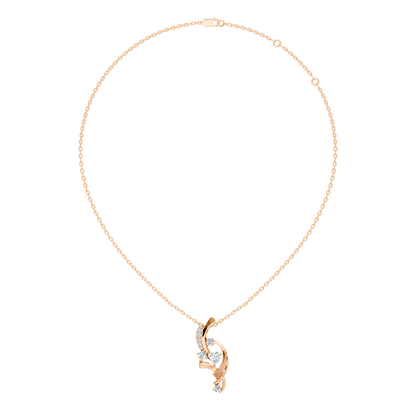 14K Solid Gold Heart Cut Diamond Pendant Round Handcrafted Necklace Gift For Her - HIGHCARAT DIAMONDS
