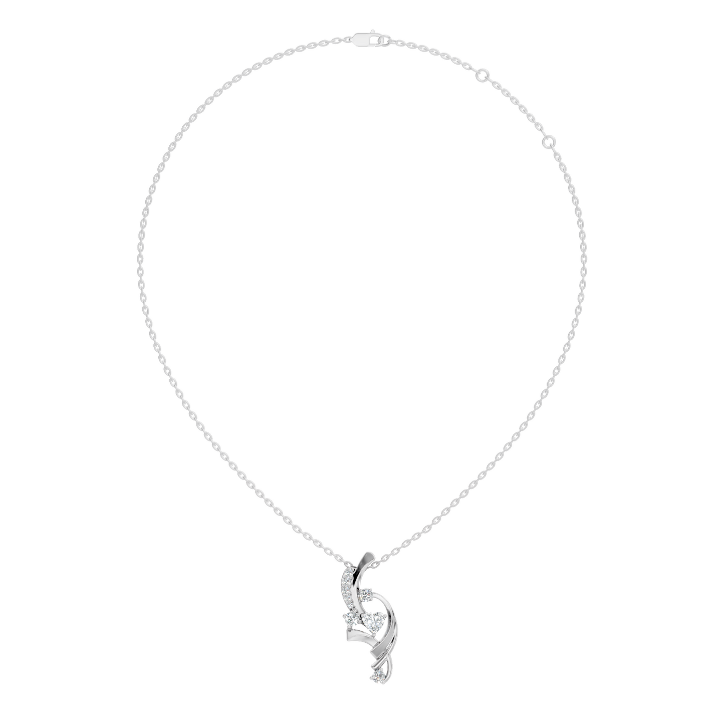 14K Solid Gold Heart Cut Diamond Pendant Round Handcrafted Necklace Gift For Her - HIGHCARAT DIAMONDS