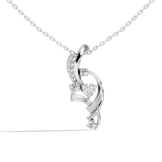 14K Solid Gold Heart Cut Diamond Pendant Round Handcrafted Necklace Gift For Her - HIGHCARAT DIAMONDS