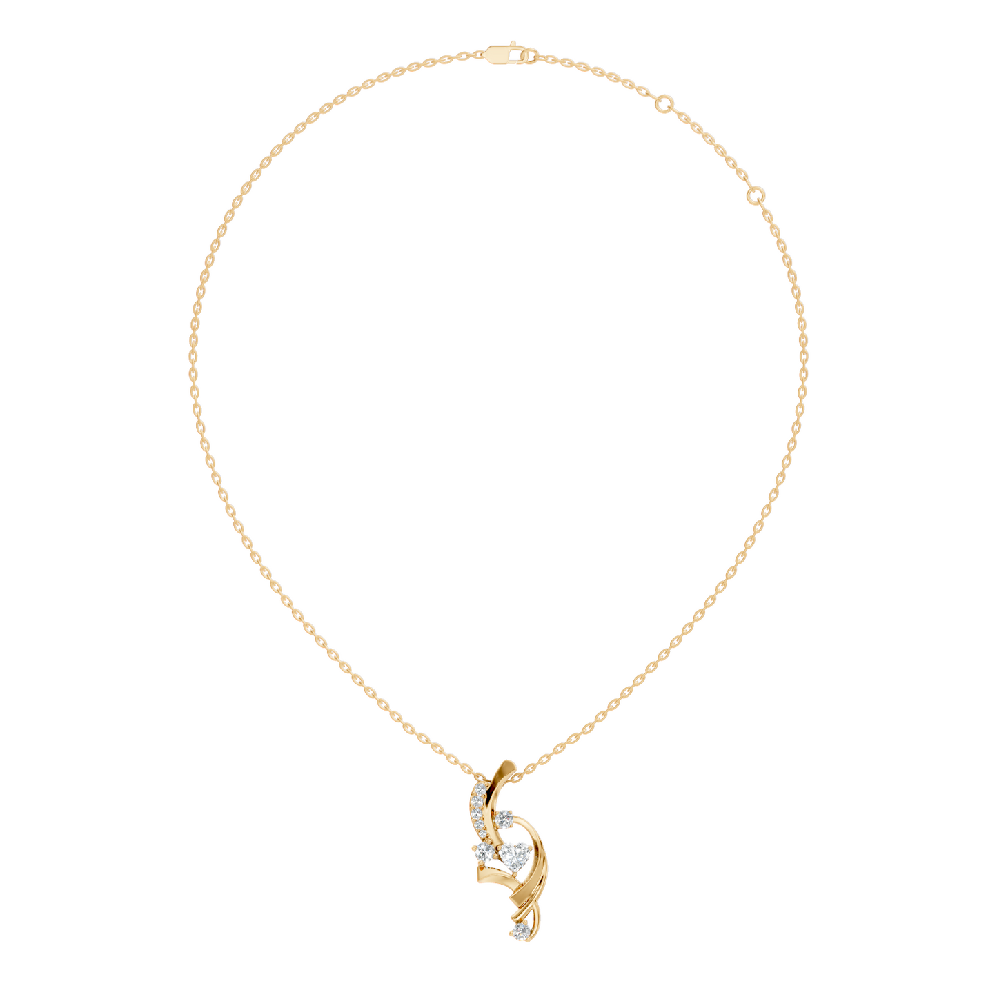 14K Solid Gold Heart Cut Diamond Pendant Round Handcrafted Necklace Gift For Her - HIGHCARAT DIAMONDS