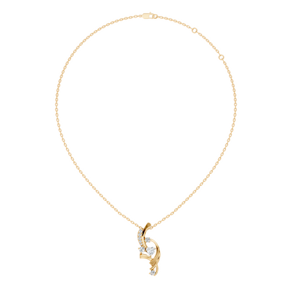 14K Solid Gold Heart Cut Diamond Pendant Round Handcrafted Necklace Gift For Her - HIGHCARAT DIAMONDS