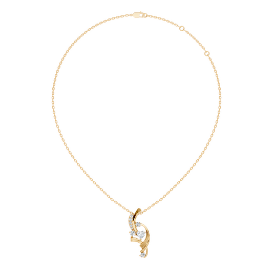 14K Solid Gold Heart Cut Diamond Pendant Round Handcrafted Necklace Gift For Her - HIGHCARAT DIAMONDS