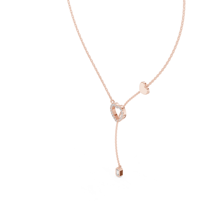 14k Solid Gold Heart Shapes Round & Emerald Cut Natural & Lab Grown Diamond Necklace For Birthday - HIGHCARAT DIAMONDS