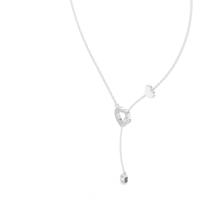 14k Solid Gold Heart Shapes Round & Emerald Cut Natural & Lab Grown Diamond Necklace For Birthday - HIGHCARAT DIAMONDS