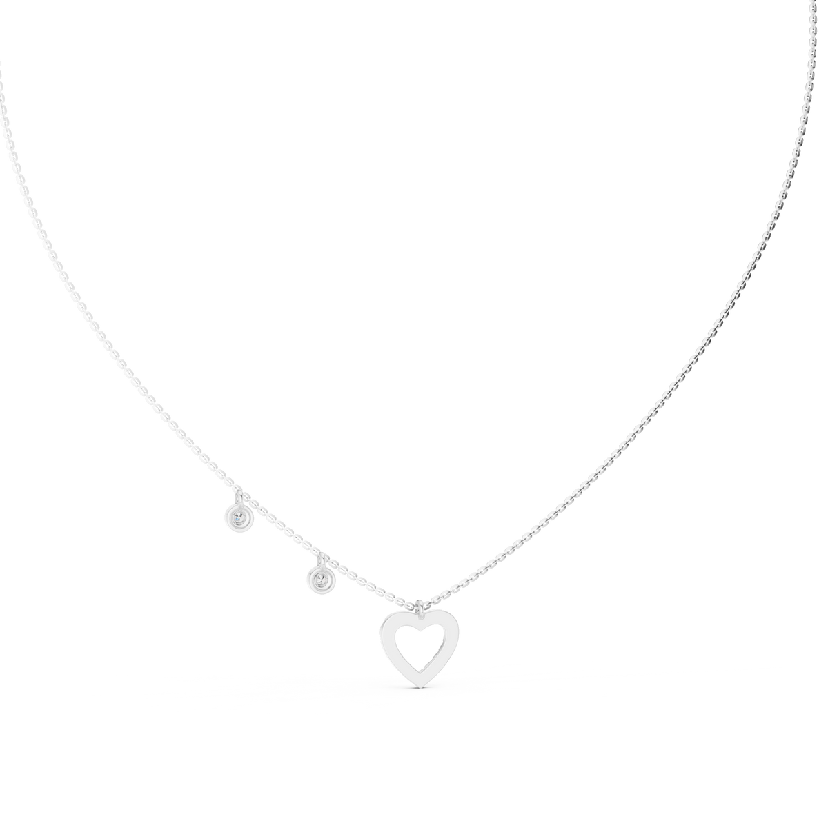 Heart Shape Round Cut Natural & Lab Grown Diamond 14k Rose Gold  Very Sparkle  Classic Necklace For Her - HIGHCARAT DIAMONDS