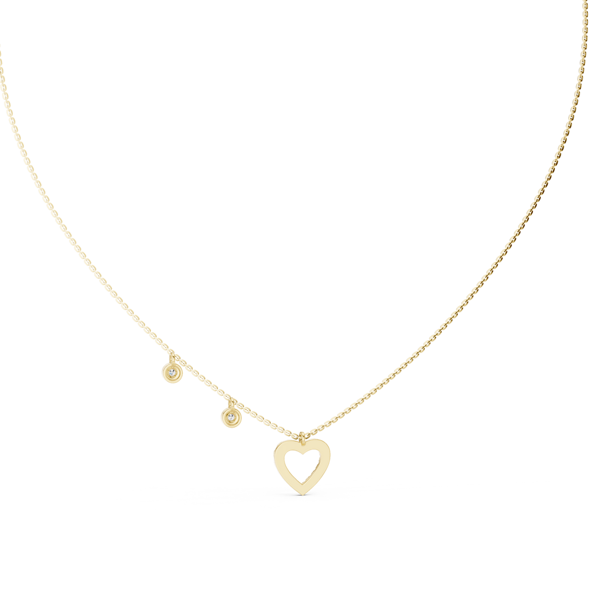 Heart Shape Round Cut Natural & Lab Grown Diamond 14k Rose Gold  Very Sparkle  Classic Necklace For Her - HIGHCARAT DIAMONDS