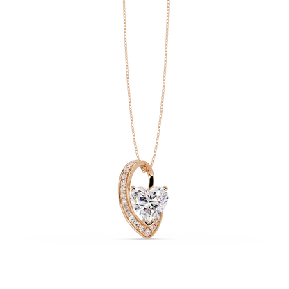 Heart Shape Lab Grown Diamond Open Curve Pendant - HIGHCARAT DIAMONDS
