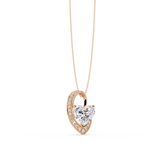 Heart Shape Lab Grown Diamond Open Curve Pendant - HIGHCARAT DIAMONDS