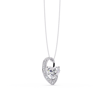 Heart Shape Lab Grown Diamond Open Curve Pendant - HIGHCARAT DIAMONDS