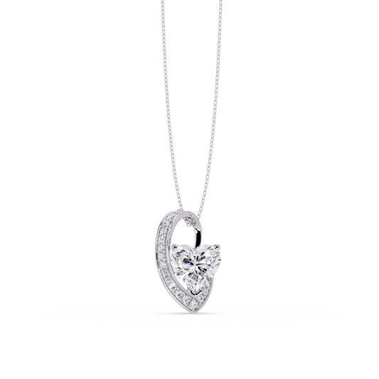Heart Shape Lab Grown Diamond Open Curve Pendant - HIGHCARAT DIAMONDS