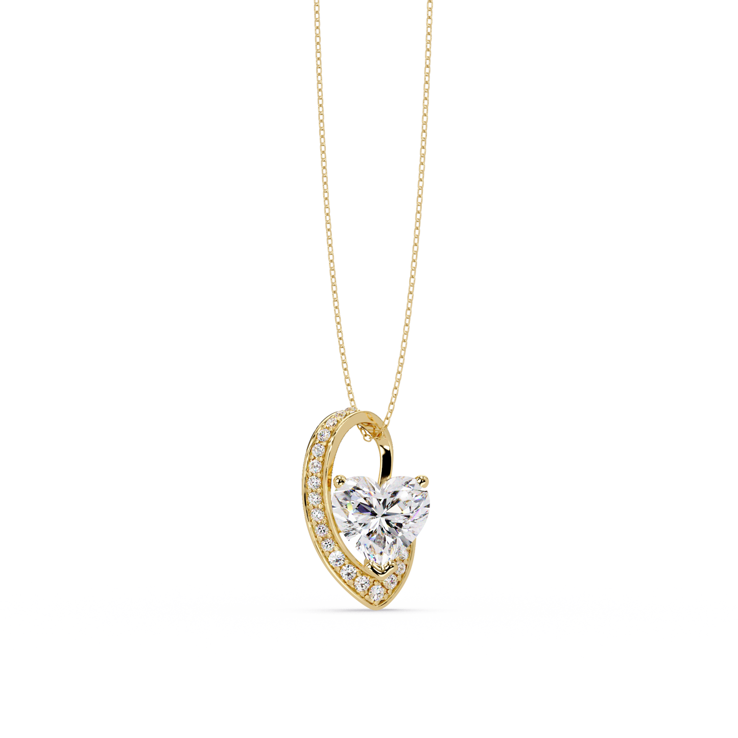 Heart Shape Lab Grown Diamond Open Curve Pendant - HIGHCARAT DIAMONDS