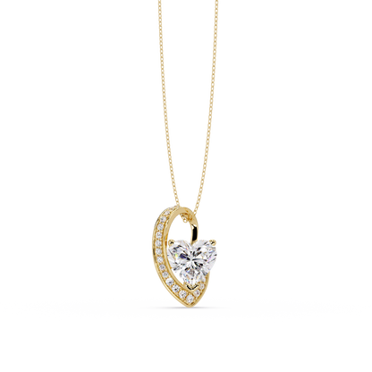 Heart Shape Lab Grown Diamond Open Curve Pendant - HIGHCARAT DIAMONDS