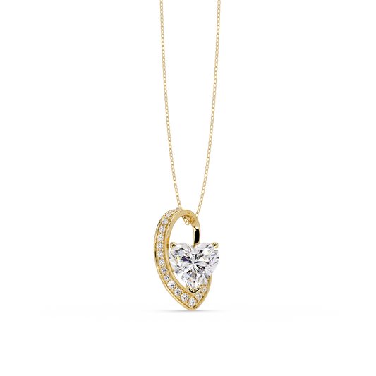 Heart Shape Lab Grown Diamond Open Curve Pendant - HIGHCARAT DIAMONDS