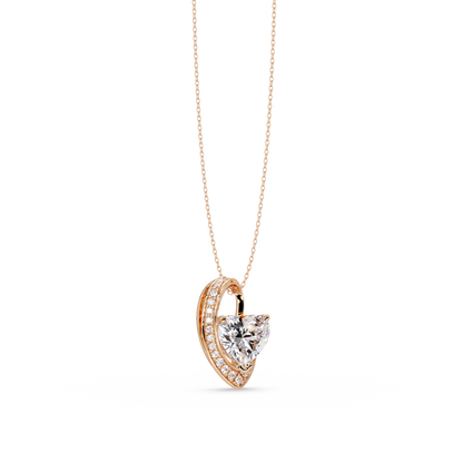 Heart Shape Lab Grown Diamond Open Curve Pendant - HIGHCARAT DIAMONDS