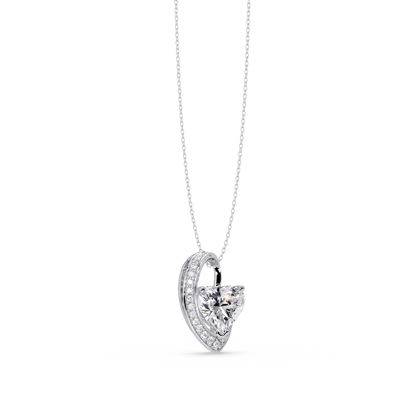 Heart Shape Lab Grown Diamond Open Curve Pendant - HIGHCARAT DIAMONDS