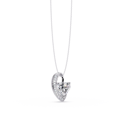 Heart Shape Lab Grown Diamond Open Curve Pendant - HIGHCARAT DIAMONDS