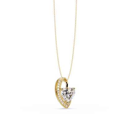 Heart Shape Lab Grown Diamond Open Curve Pendant - HIGHCARAT DIAMONDS