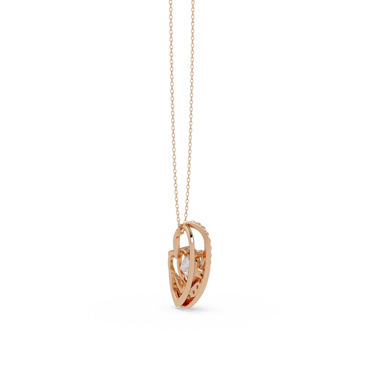 Heart Shape Lab Grown Diamond Open Curve Pendant - HIGHCARAT DIAMONDS