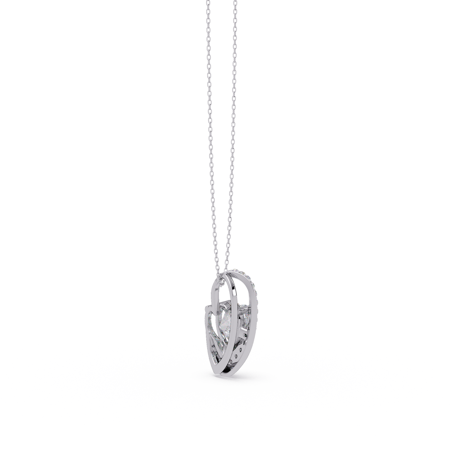 Heart Shape Lab Grown Diamond Open Curve Pendant - HIGHCARAT DIAMONDS