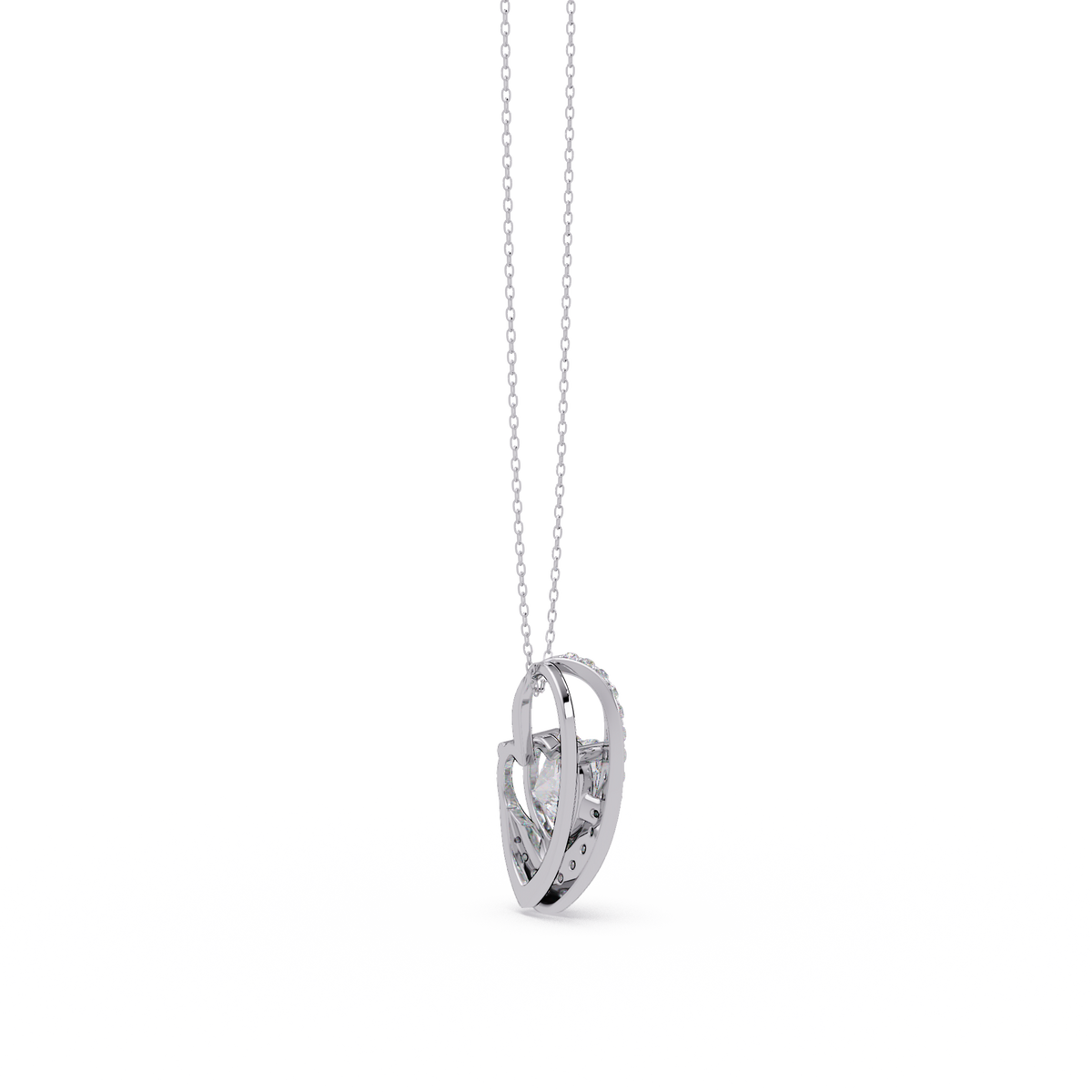 Heart Shape Lab Grown Diamond Open Curve Pendant - HIGHCARAT DIAMONDS