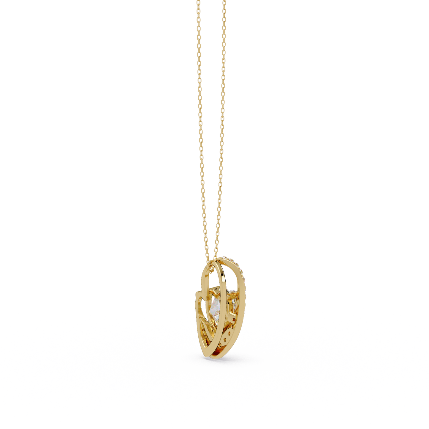 Heart Shape Lab Grown Diamond Open Curve Pendant - HIGHCARAT DIAMONDS