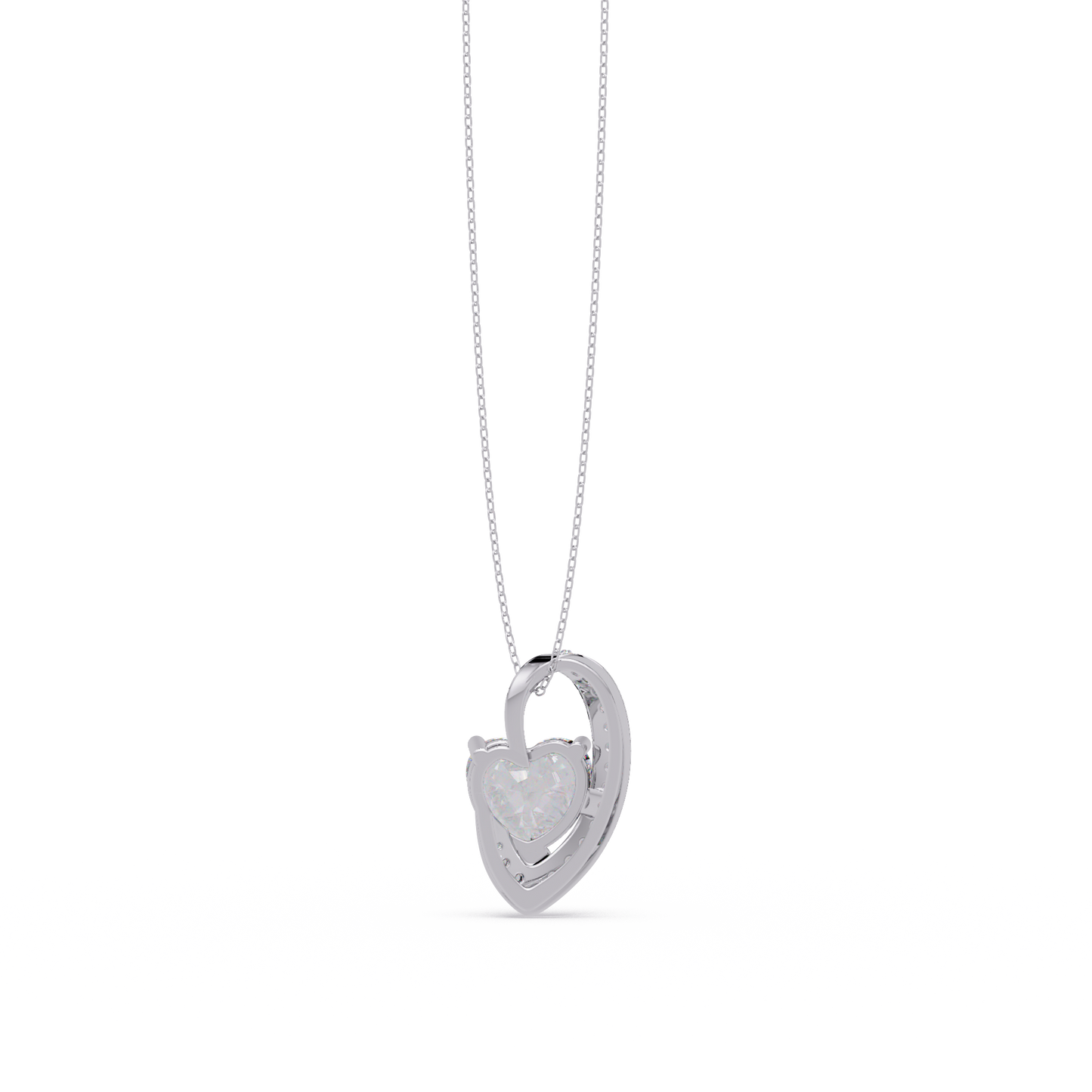 Heart Shape Lab Grown Diamond Open Curve Pendant - HIGHCARAT DIAMONDS