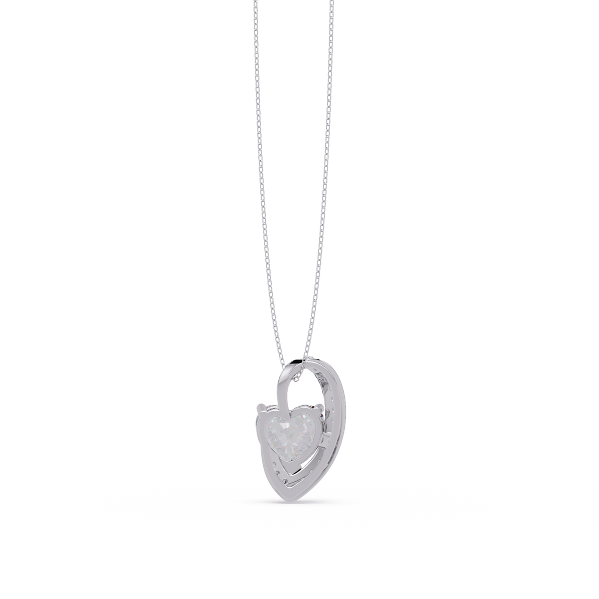 Heart Shape Lab Grown Diamond Open Curve Pendant - HIGHCARAT DIAMONDS