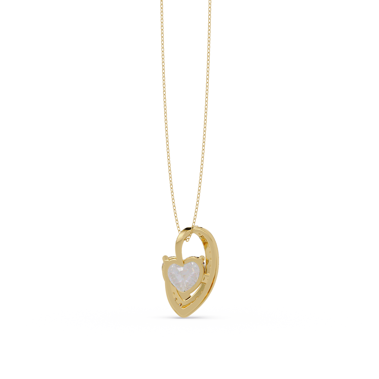 Heart Shape Lab Grown Diamond Open Curve Pendant - HIGHCARAT DIAMONDS