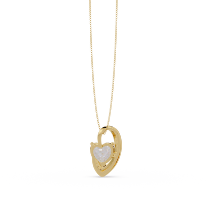 Heart Shape Lab Grown Diamond Open Curve Pendant - HIGHCARAT DIAMONDS