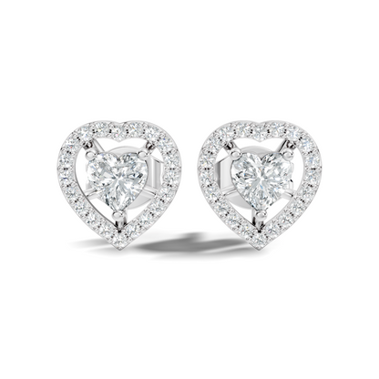 Round & Heart Shape Lab Grown Diamond 10k Solid Rose Gold Unique Diamond Earrings Anniversary Gift For Women - HIGHCARAT DIAMONDS