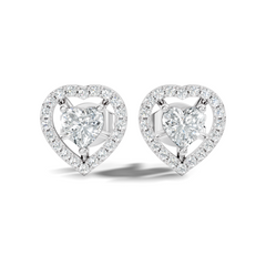 Round & Heart Shape Lab Grown Diamond 10k Solid Rose Gold Unique Diamond Earrings Anniversary Gift For Women - HIGHCARAT DIAMONDS