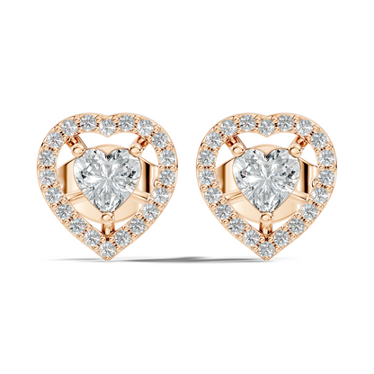 Round & Heart Shape Lab Grown Diamond 10k Solid Rose Gold Unique Diamond Earrings Anniversary Gift For Women - HIGHCARAT DIAMONDS