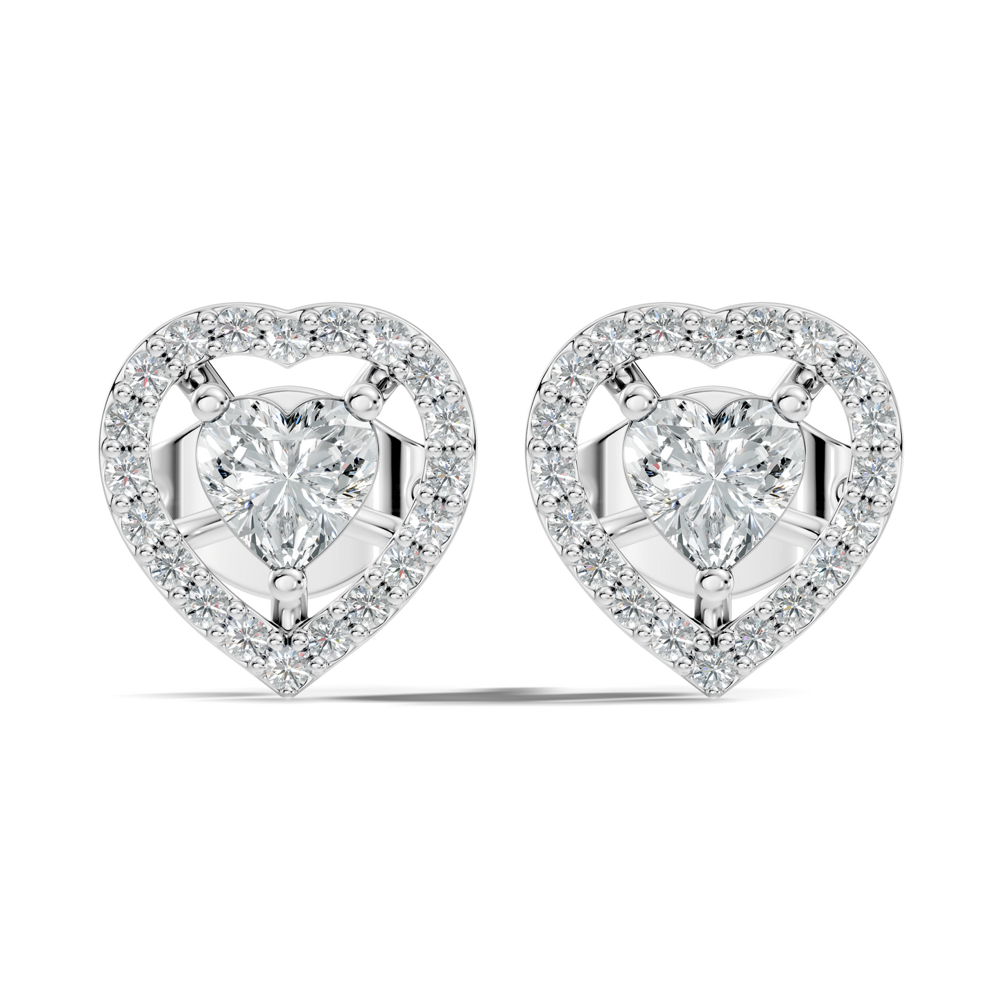 Round & Heart Shape Lab Grown Diamond 10k Solid Rose Gold Unique Diamond Earrings Anniversary Gift For Women - HIGHCARAT DIAMONDS