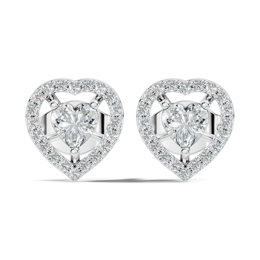 Round & Heart Shape Lab Grown Diamond 10k Solid Rose Gold Unique Diamond Earrings Anniversary Gift For Women - HIGHCARAT DIAMONDS