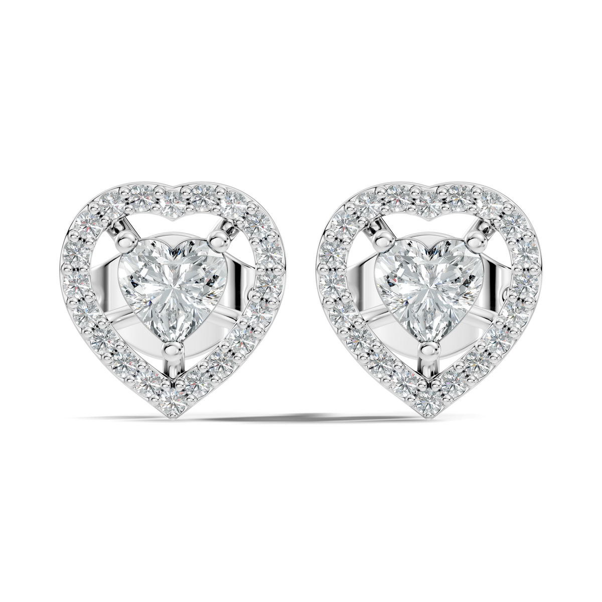 Round & Heart Shape Lab Grown Diamond 10k Solid Rose Gold Unique Diamond Earrings Anniversary Gift For Women - HIGHCARAT DIAMONDS