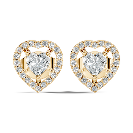 Round & Heart Shape Lab Grown Diamond 10k Solid Rose Gold Unique Diamond Earrings Anniversary Gift For Women - HIGHCARAT DIAMONDS