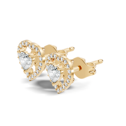Round & Heart Shape Lab Grown Diamond 10k Solid Rose Gold Unique Diamond Earrings Anniversary Gift For Women - HIGHCARAT DIAMONDS