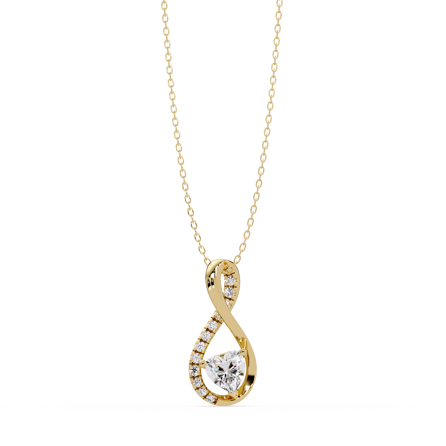 Heart Shape Lab Grown Diamond Twist Drop Pendant - HIGHCARAT DIAMONDS