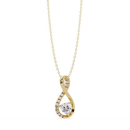 Heart Shape Lab Grown Diamond Twist Drop Pendant - HIGHCARAT DIAMONDS