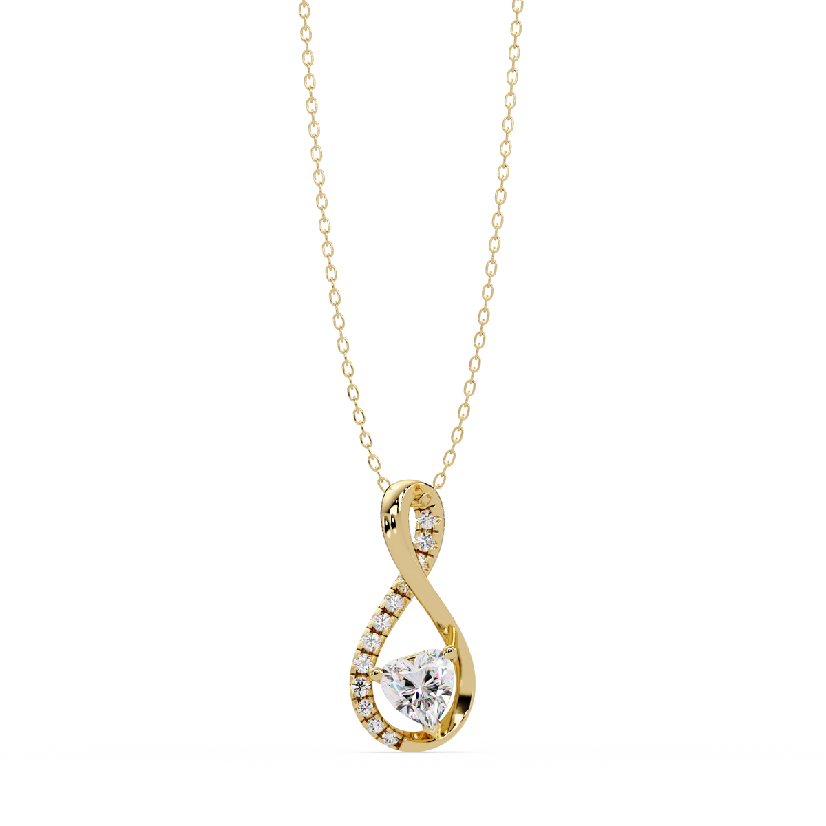 Heart Shape Lab Grown Diamond Twist Drop Pendant - HIGHCARAT DIAMONDS